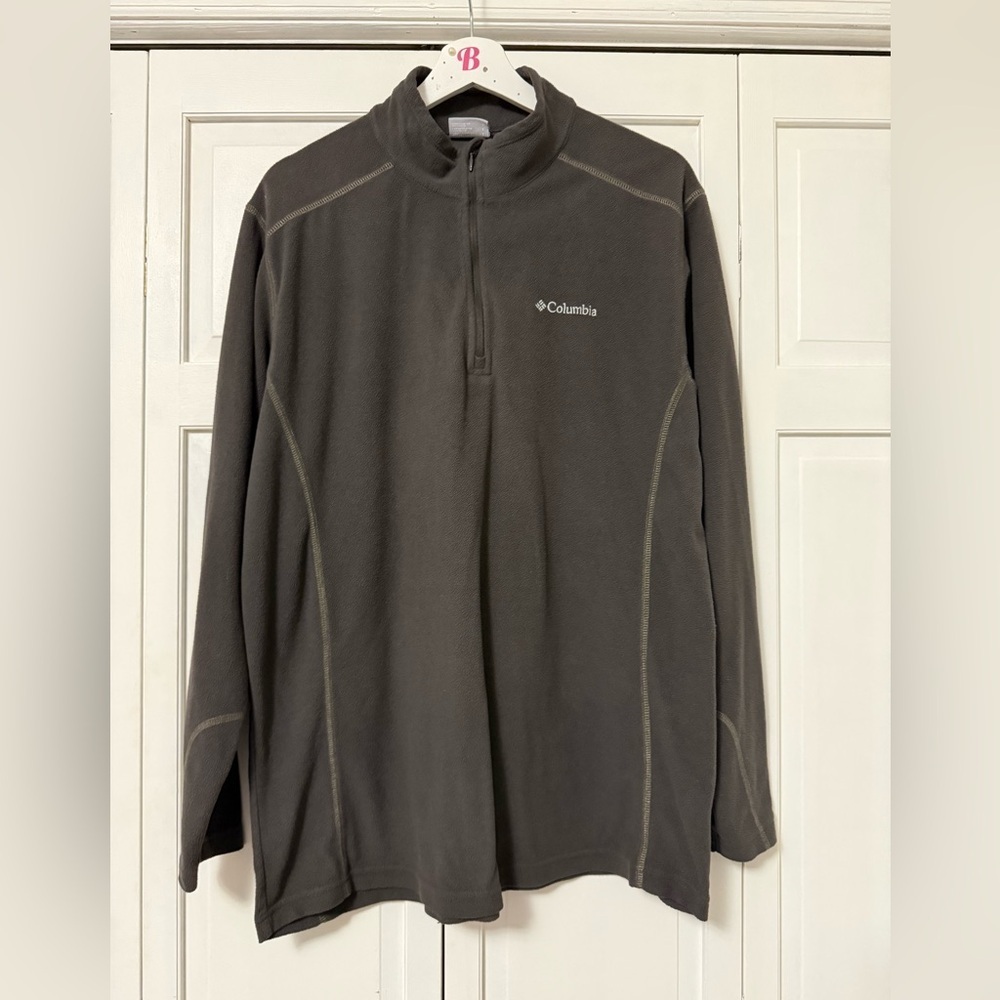 Columbia Men’s Large 1/4 Zip Microfleece Pullover Gray/Brown Outdoor Layers